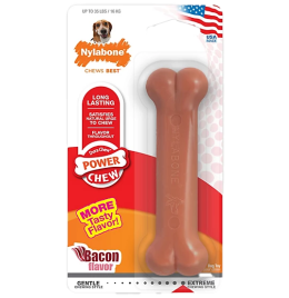 Nylabone Power Chew Bacon Flavor Dog Bone Chew Toy [Medium]