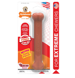 Nylabone Power Chew Bacon Flavor Dog Bone Chew Toy [Large]